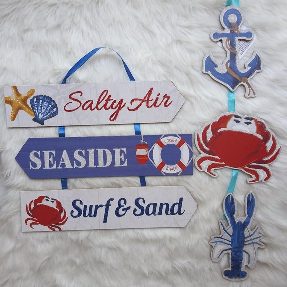 New! Faux Wooden Nautical Beach Home Decor (2 pc)